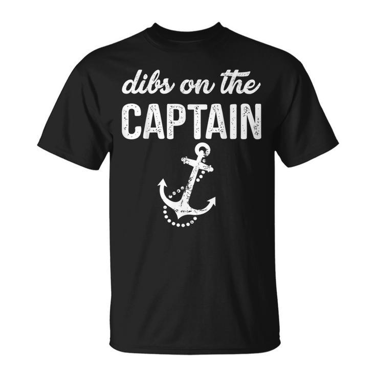 Retro Anchor Vintage Dibs On The Captain Captain Wife T-shirt