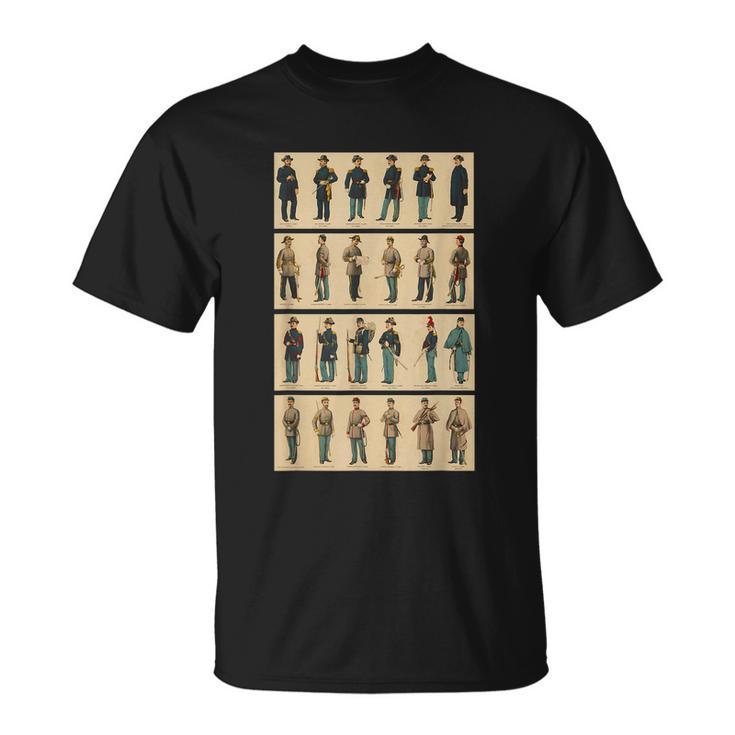 Retro Art Usa Military History Dress Guide Vintage Civil War Unisex T-Shirt