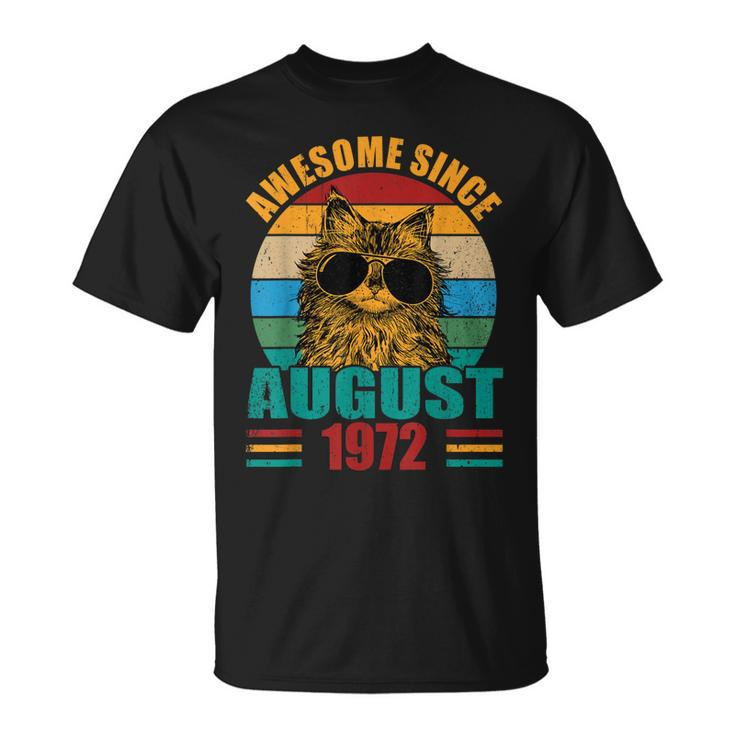 Retro Awesome Since August 1972 50Th Birthday 50 Years Old T-shirt
