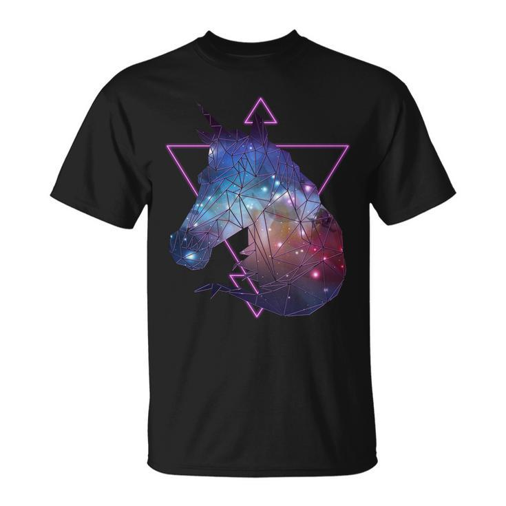 Retro Eighties Polygon Galaxy Unicorn Unisex T-Shirt