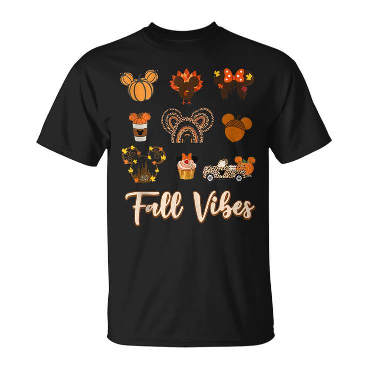Retro Fall Vibes Pumpkin Turkey Halloween Fall Thanksgiving T-shirt