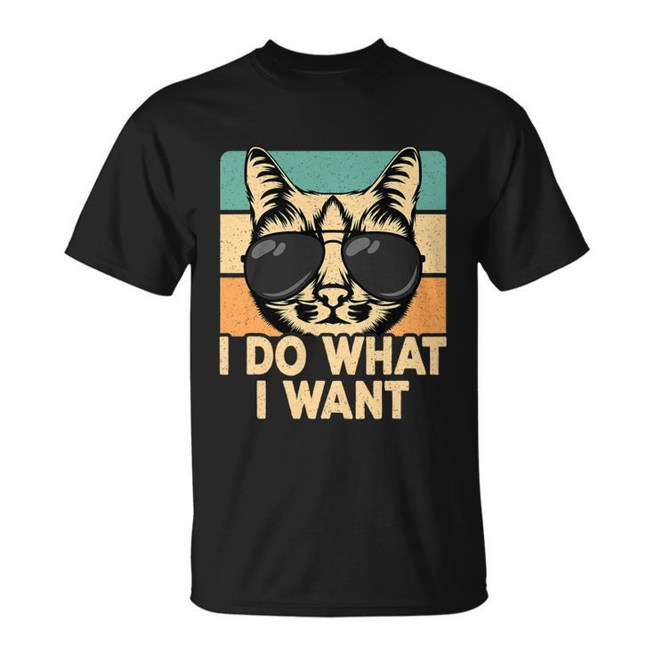Retro I Do What I Want Funny Cat Lover Unisex T-Shirt