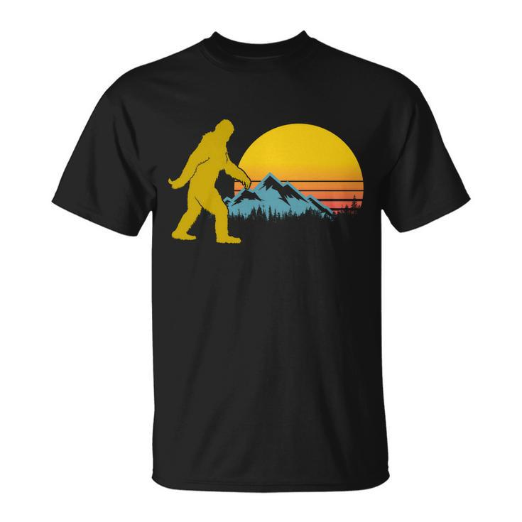 Retro Sasquatch Mountain Sunset Unisex T-Shirt