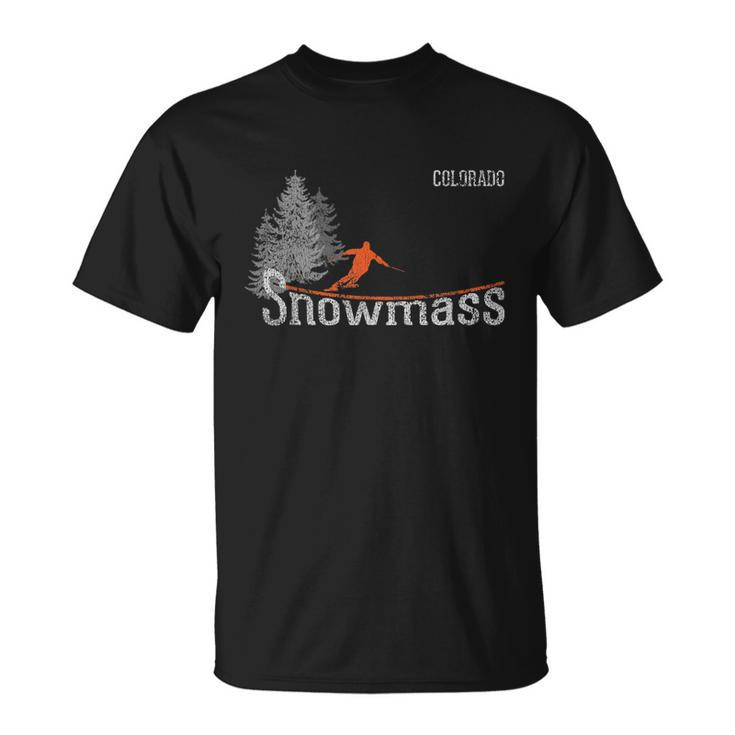 Retro Snowmass Colorado Distressed Skiing Unisex T-Shirt