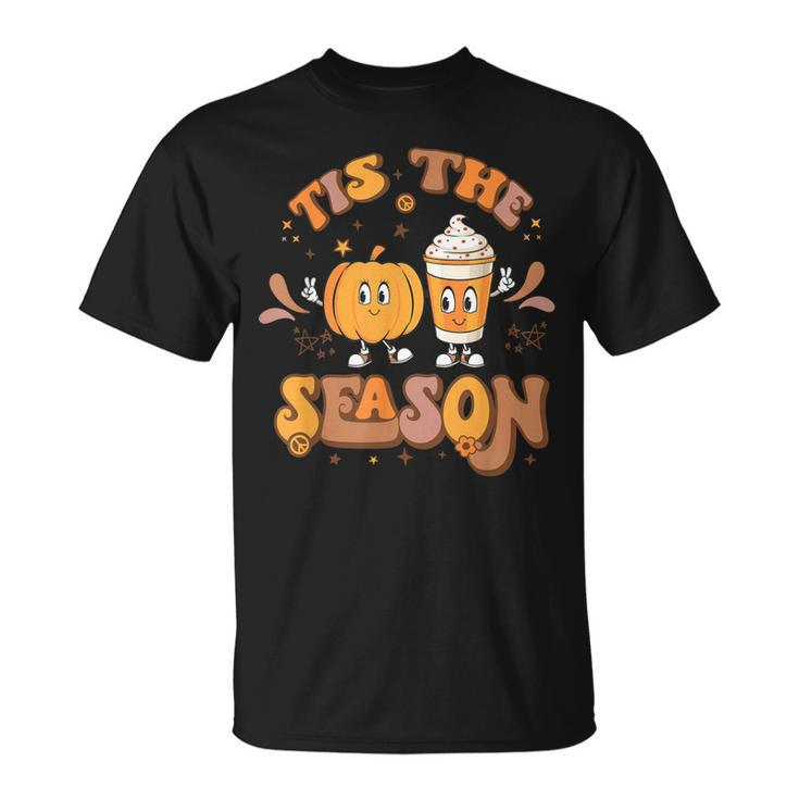 Retro Tis The Season Pumpkin Spice Fall Vibes Thanksgiving T-shirt