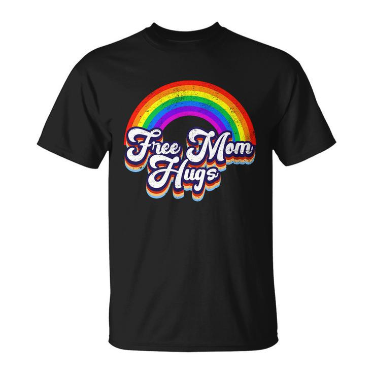 Retro Vintage Free Mom Hugs Rainbow Lgbtq Pride Tshirt Unisex T-Shirt