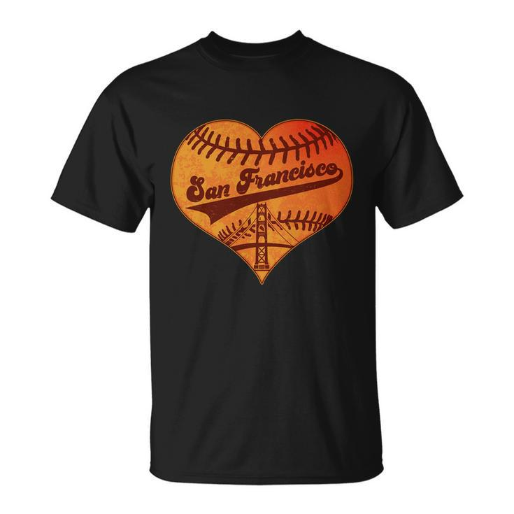 Retro Vintage San Francisco Baseball Heart Unisex T-Shirt