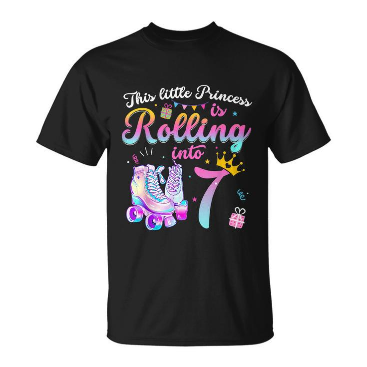 Roller Skate 7Th Birthday Shirt 7 Year Old Girl Party Outfit Unisex T-Shirt