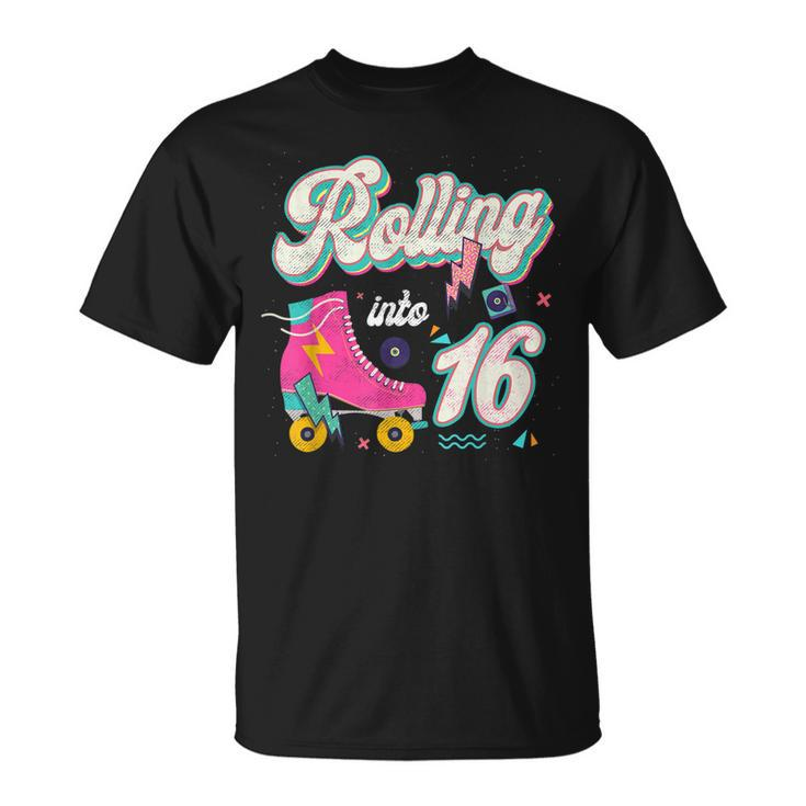 Rollin Into 16Th Birthday Skating 16 Years Old Birthday  Unisex T-Shirt