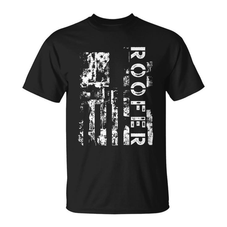 Roofer Us Flag Construction Worker Proud Labor Day Worker T-shirt