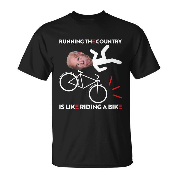 Running The Country Is Like Riding A Bike Funny Biden Meme Unisex T-Shirt