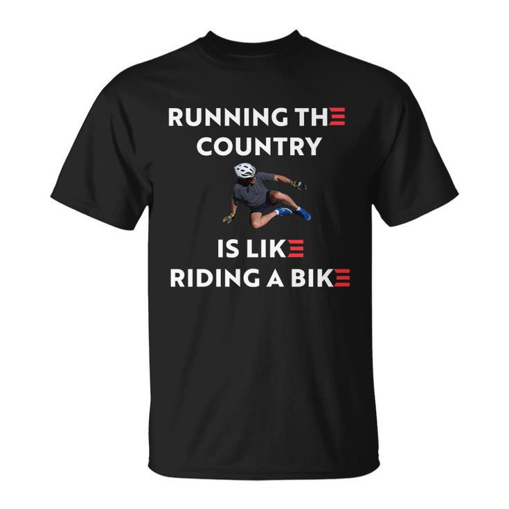 Running The Country Is Like Riding A Bike Funny Biden Meme Unisex T-Shirt