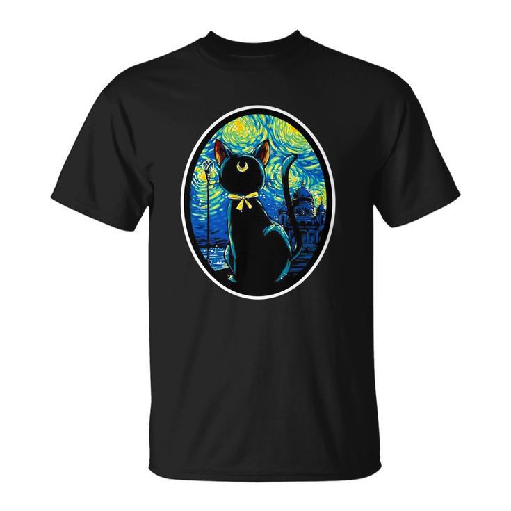 Sailor Moon Cat Starry Night Van Gogh Unisex T-Shirt