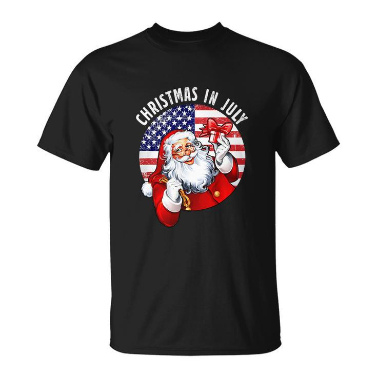 Santa Hat Summer Party Funny Christmas In July Unisex T-Shirt
