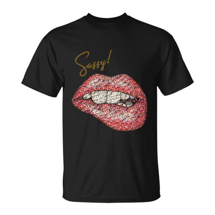Sassy Lips Sexy Girl Graphic Sexy Lips Biting T-Shirt