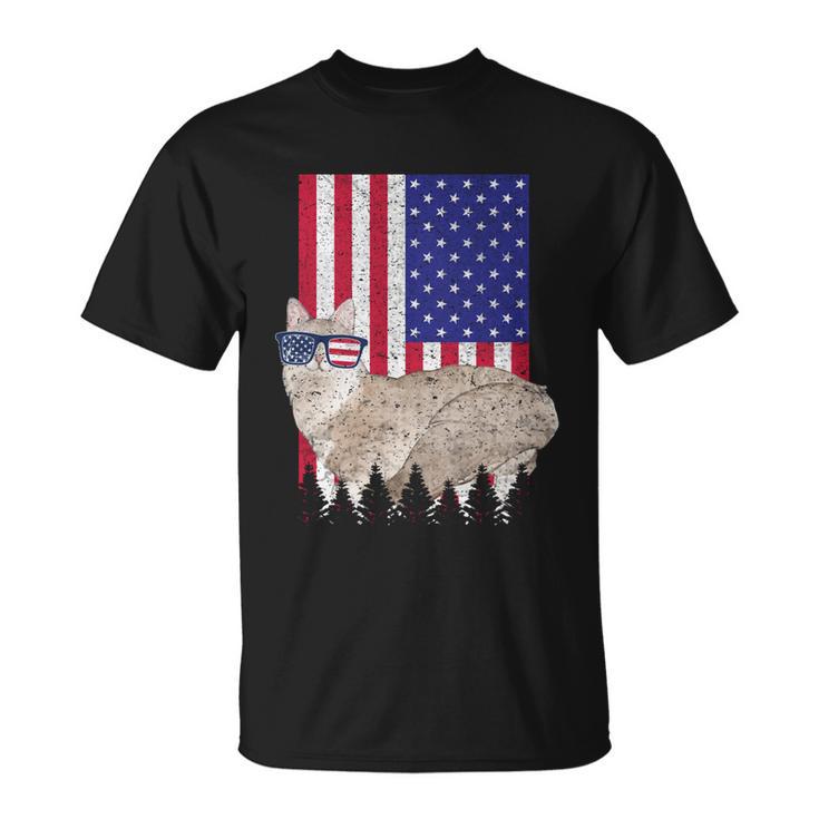 Sausage Patriotic Cat Usa Pride American Flag Funny Gift Unisex T-Shirt