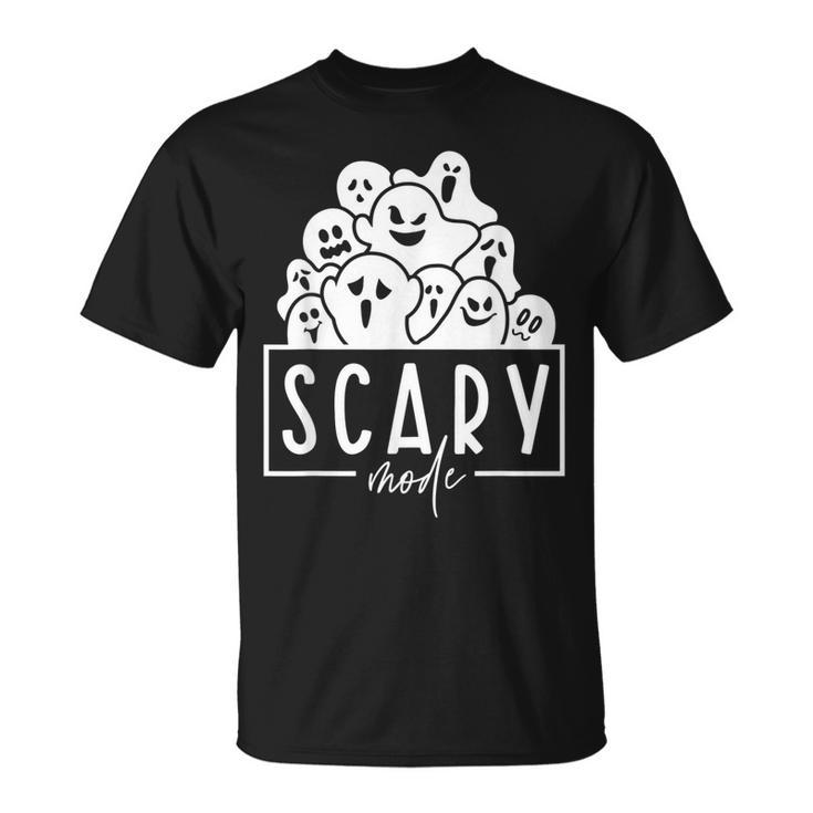 Scary Mode Boo Crew Ghost Spooky Vibes Funny Halloween  Unisex T-Shirt