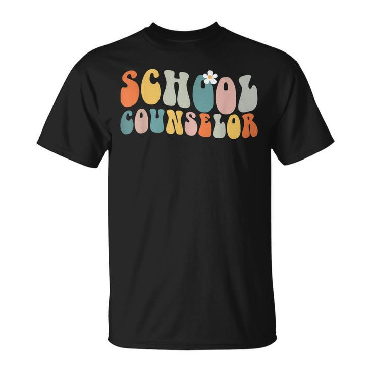 School Counselor Groovy Retro Vintage T-shirt