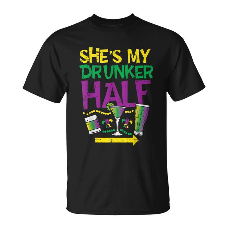 Shes My Drunker Half Matching Couple Boyfriend Mardi Gras T-Shirt