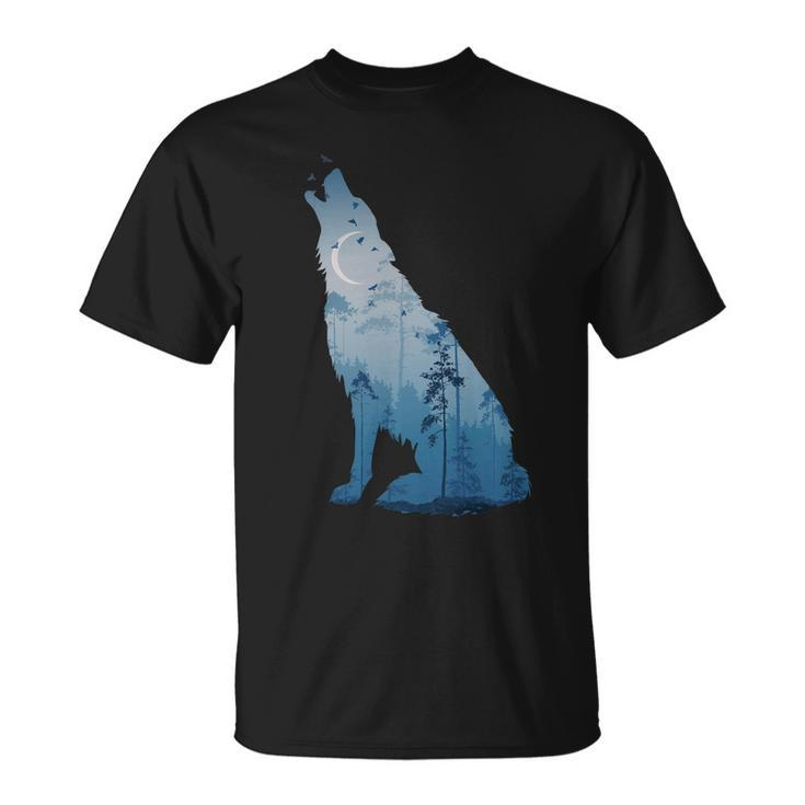Silhouette Of The Howling Wolf Unisex T-Shirt