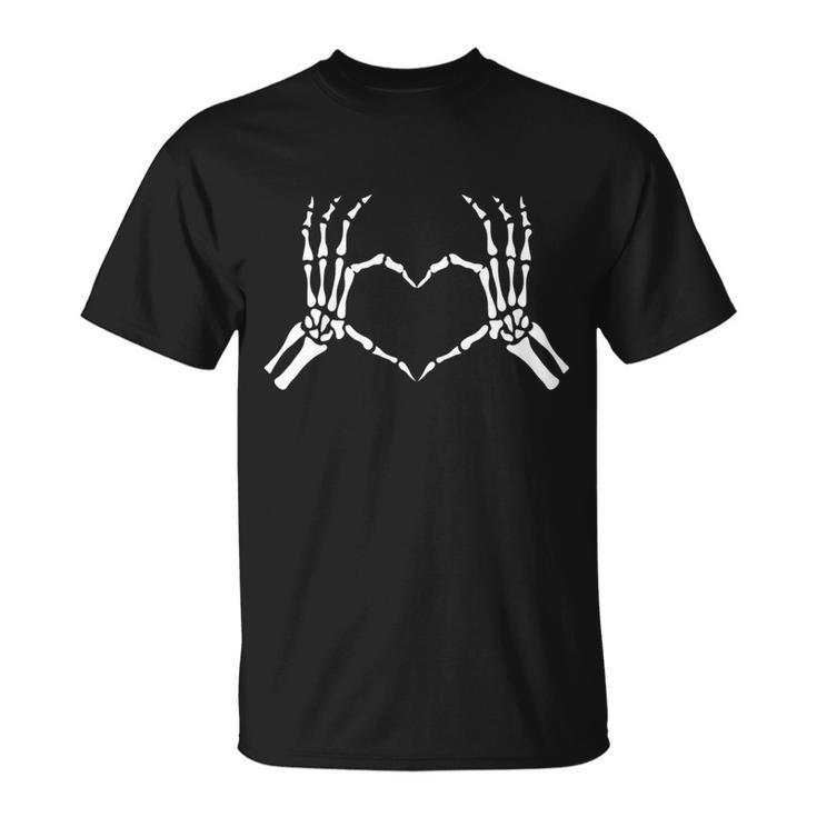 Skeletons Hands Shaped Heart Halloween T-Shirt