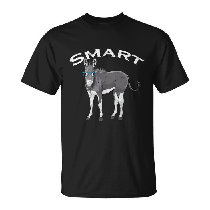 Smart Donkey Lover Sarcastic Adult Humor Blue Glasses Gift Unisex T-Shirt