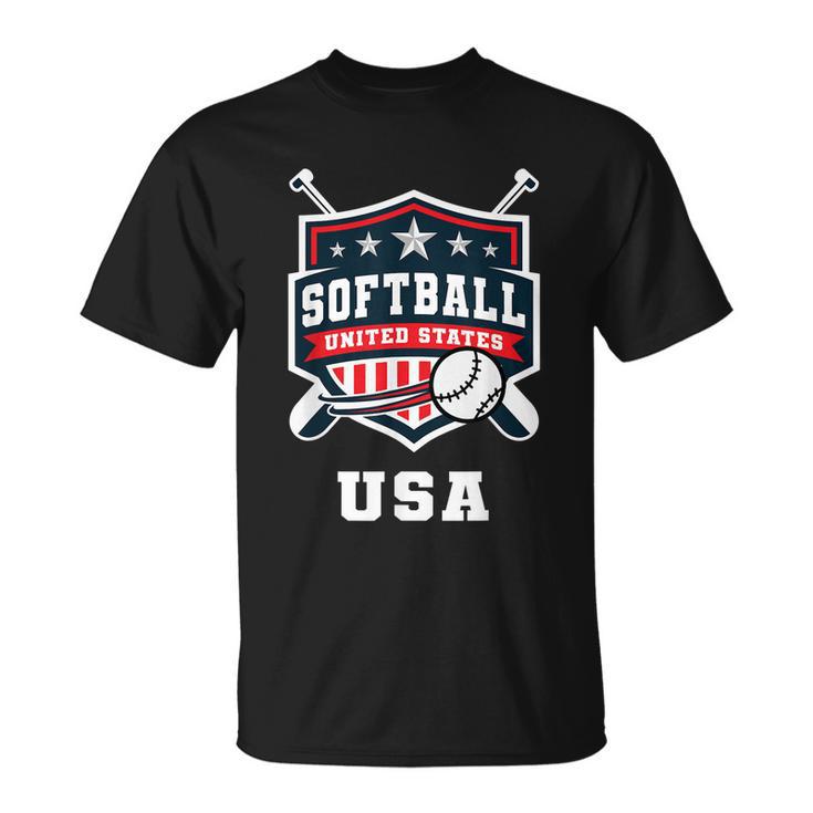 Softball Usa Support The Team Usa Flag Unisex T-Shirt