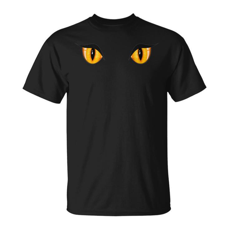 Spooky Creepy Ghost Black Cat Orange Eyes Halloween  Unisex T-Shirt