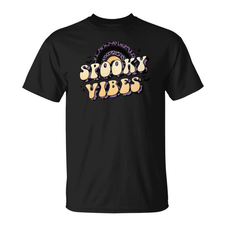 Spooky Vibes Leopard Rainbow Funny Halloween Unisex T-Shirt
