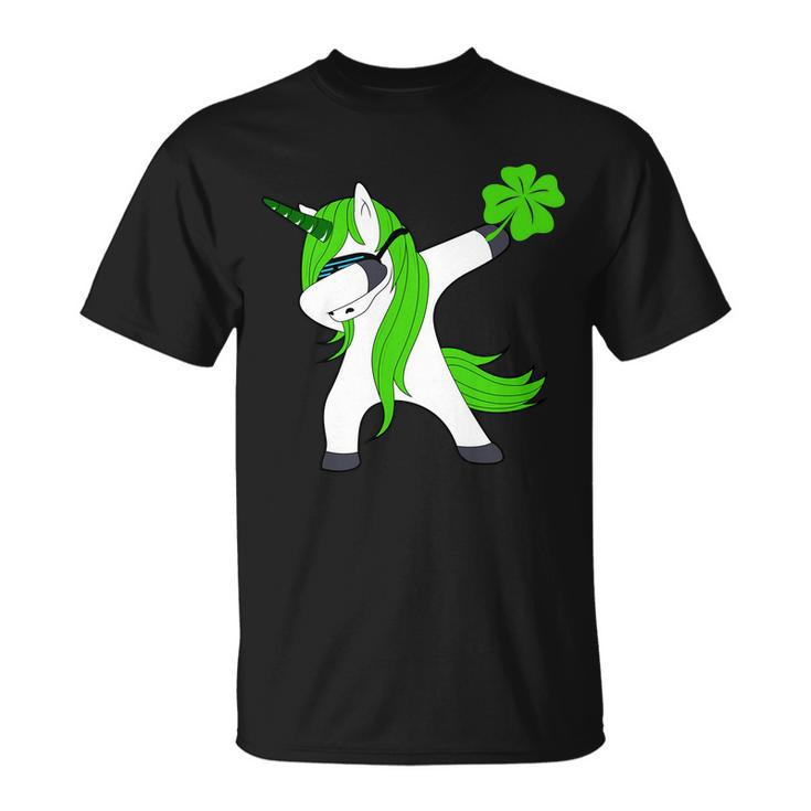 St Patricks Day Dabbing Irish Unicorn T-Shirt