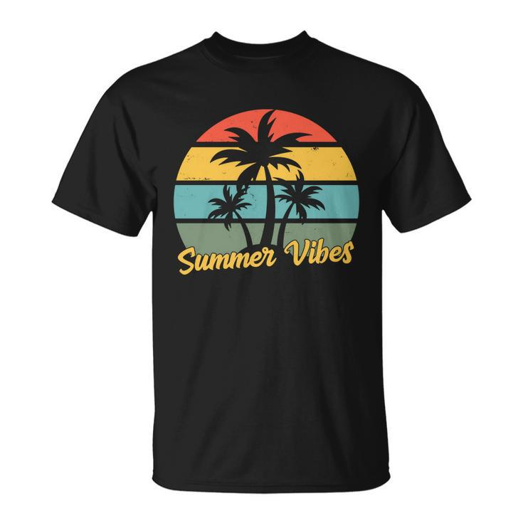Summer Vibes Tropical Retro Sunset Unisex T-Shirt