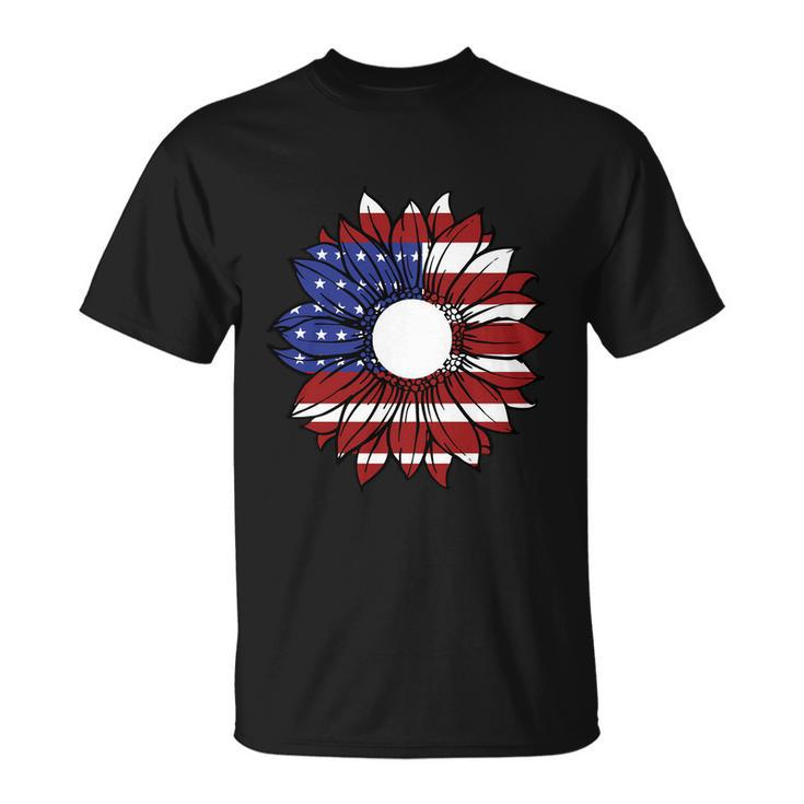 Sunflower American Flag 4Th Of July Independence Day Patriotic Unisex T-Shirt