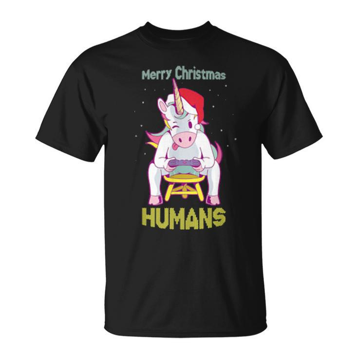 Super Xmas Unicorn Gamer  Merry Xmas Men Women T-shirt Graphic Print Casual Unisex Tee