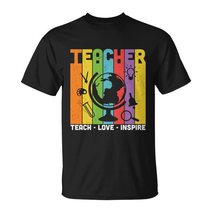 Teach Love Inspire Proud Teacher Graphic Plus Size Shirt For Teacher Female Male Unisex T-Shirt