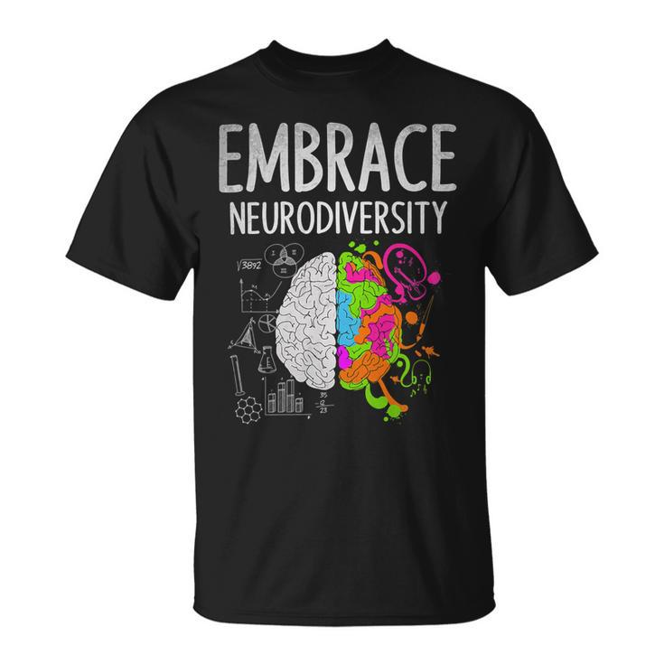 Teacher April Autism Awareness Embrace Neurodiversity Brain Unisex T-Shirt