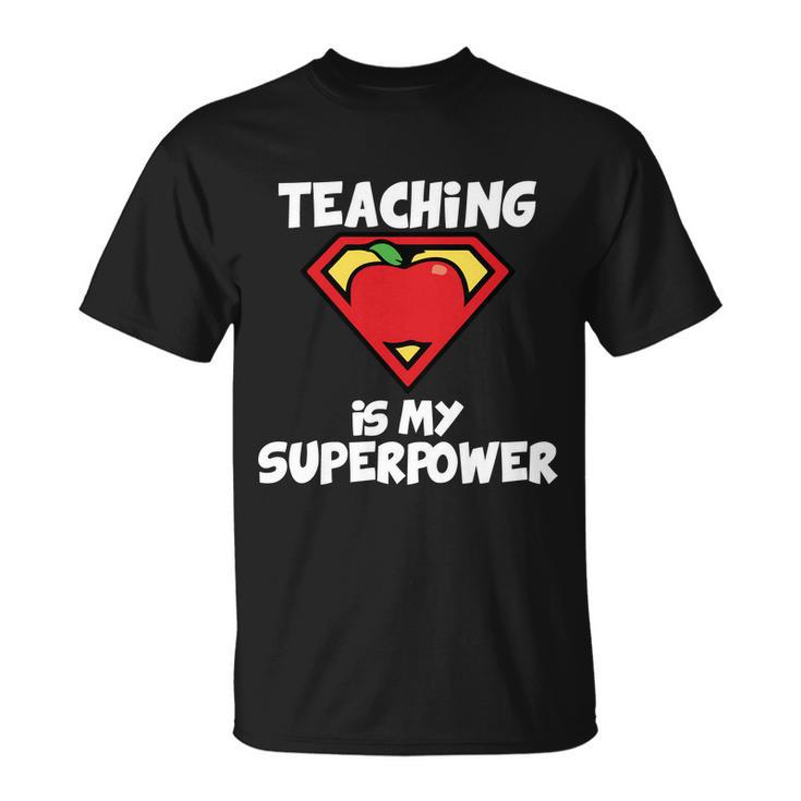Teaching Is My Superpower Apple Crest Unisex T-Shirt