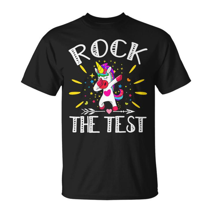 Test Day Rock The Test Teacher Testing Day Unicorn Teacher Unisex T-Shirt