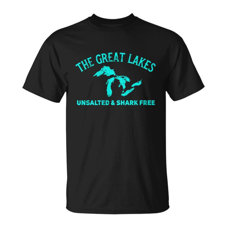 The Great Lakes Unsalted & Shark Gift Funny Free Michigan Gift Vintage Gift Tshirt Unisex T-Shirt