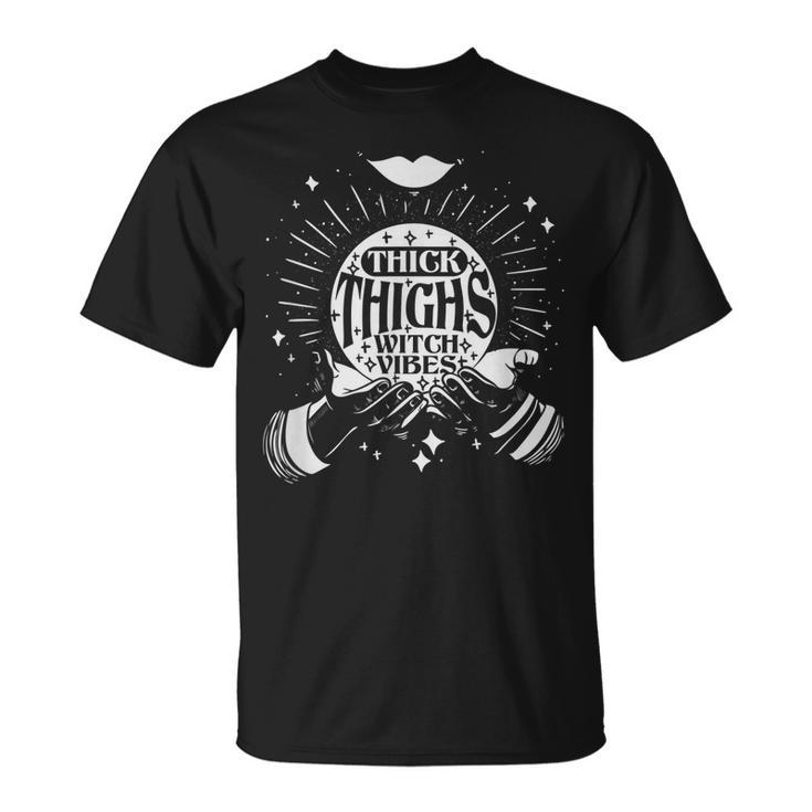 Thick Thighs Witch Vibes Spooky Halloween Hands Witch  Unisex T-Shirt