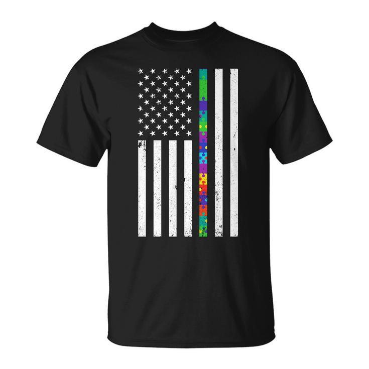 Thin Puzzle Line Autism Flag Unisex T-Shirt