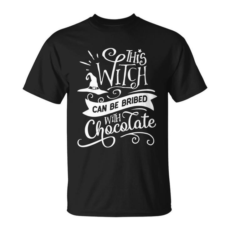 This Witch Can Be Bribed With Chococate Halloween Quote Unisex T-Shirt