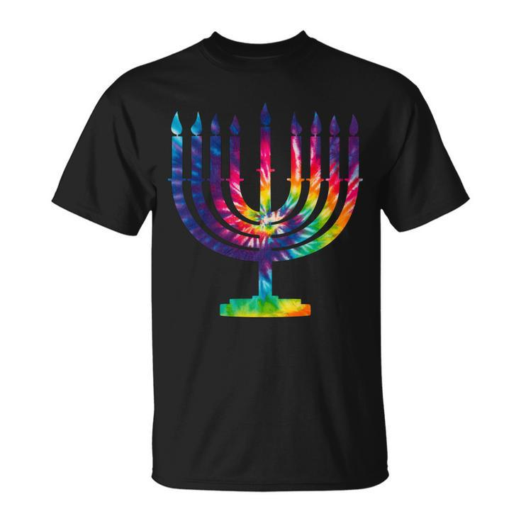 Tie Dye Menorah Hanukkah Chanukah Unisex T-Shirt