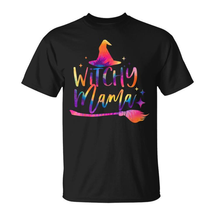 Tie Dye Witchy Mama Witch Hat Broom Spooky Mama Halloween  Unisex T-Shirt