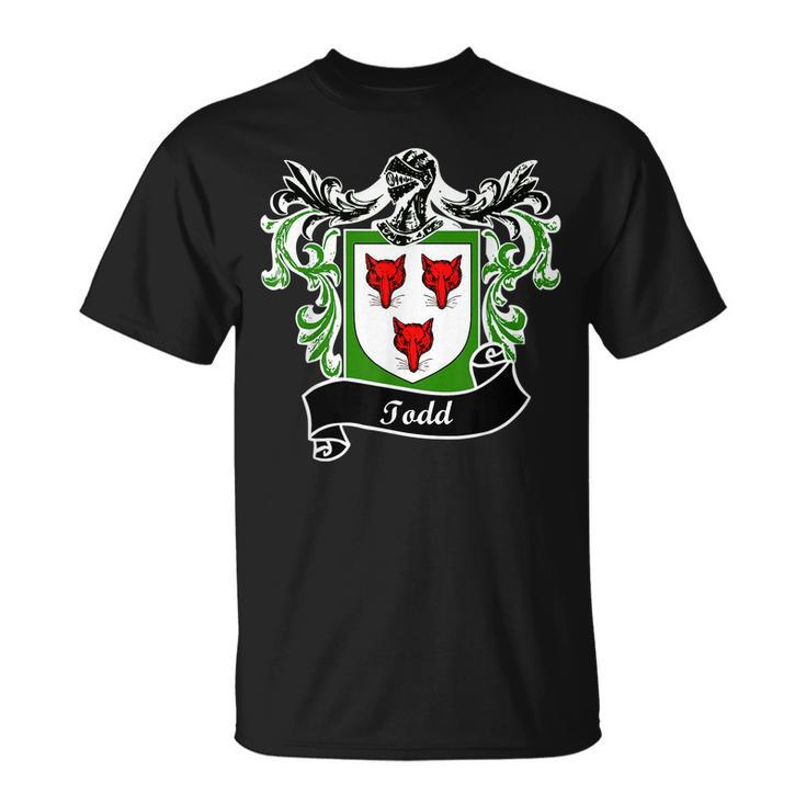 Todd Coat Of Arms Surname Last Name Family Crest Men Women T-shirt Graphic Print Casual Unisex Tee