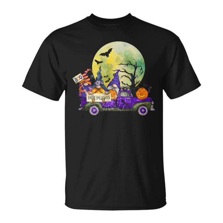 Truck With Cute Gnomes And Pumpkins In Halloween  Unisex T-Shirt