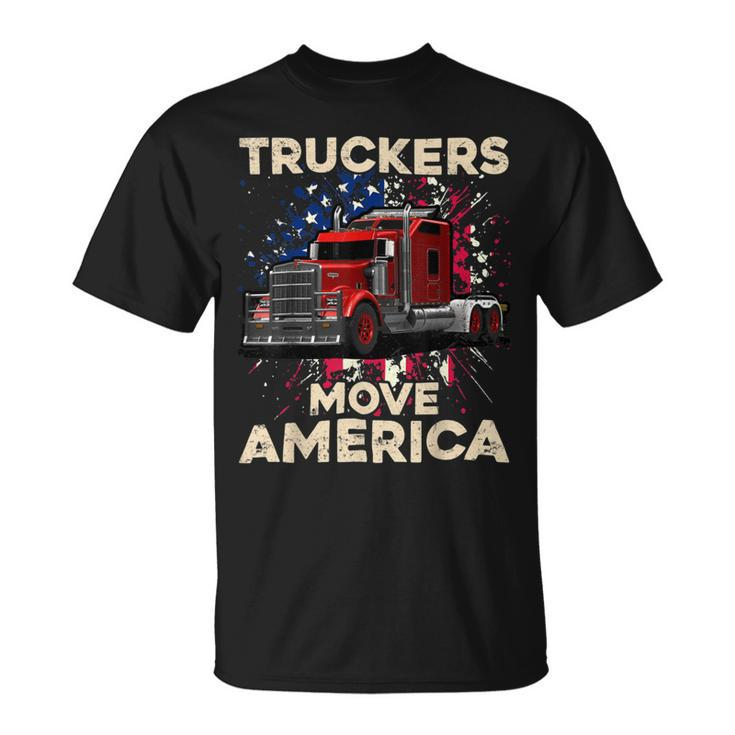 Trucker Truck Driver Trucker American Flag Truck Driver Unisex T-Shirt