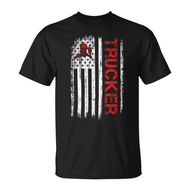 Trucker Trucker American Flag Truck Driver Shirt Truck Driver Unisex T-Shirt