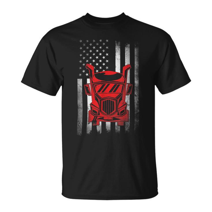 Trucker Trucker Driver Usa Us American Flag Unisex T-Shirt