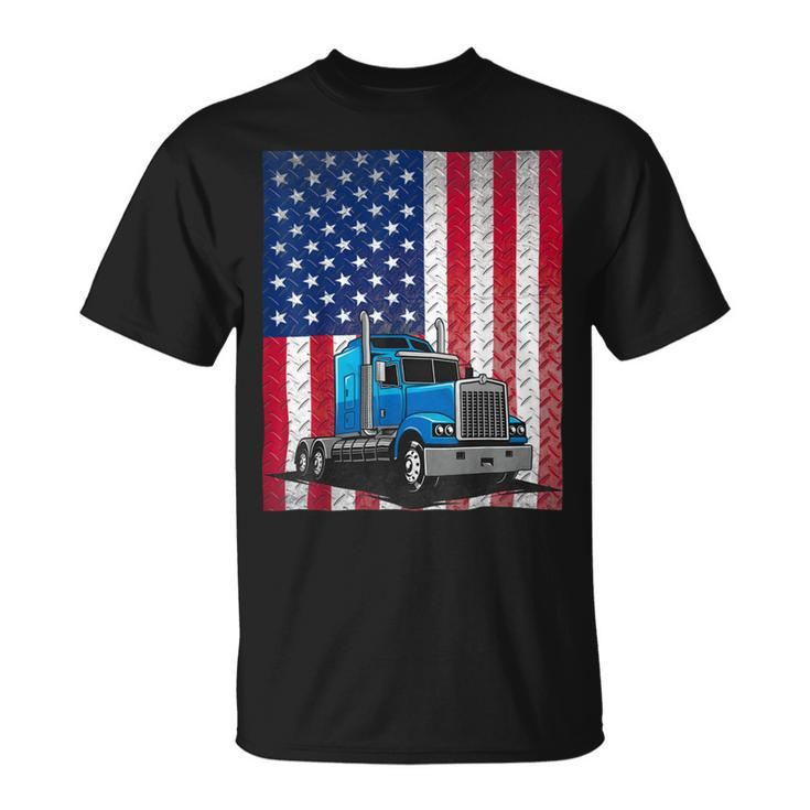 Trucker Trucker Truck Driver American Flag Unisex T-Shirt