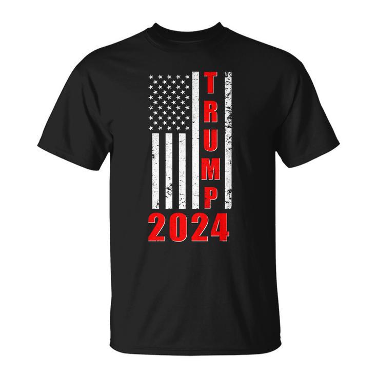 Trump 2024 Election Distressed Us Flag Unisex T-Shirt